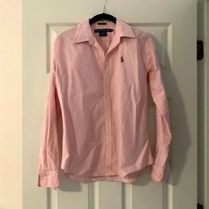 Ralph Lauren sport Pink & White Striped Button Down Sz 8